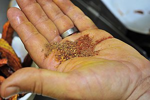 Préparer un mélange d’épices : paprika, piment d’Espelette, muscade, sel et poivre.