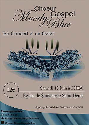 13 juin - Sauveterre-Saint-Denis, église Sainte-Catherine, 20 h 30 : concert gospel. Le bénéfice servira à la restauration du bâtiment datant du XIXe siècle.